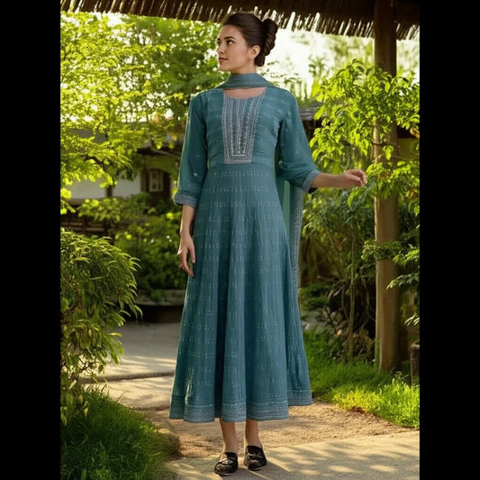 Ladies ethnic dress with shawl